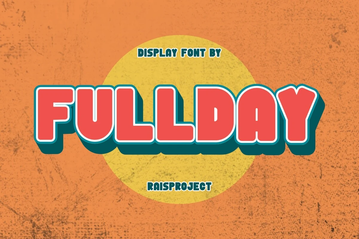Fullday Font rendered in bold, rounded block lettering with a retro 3D shadow effect.