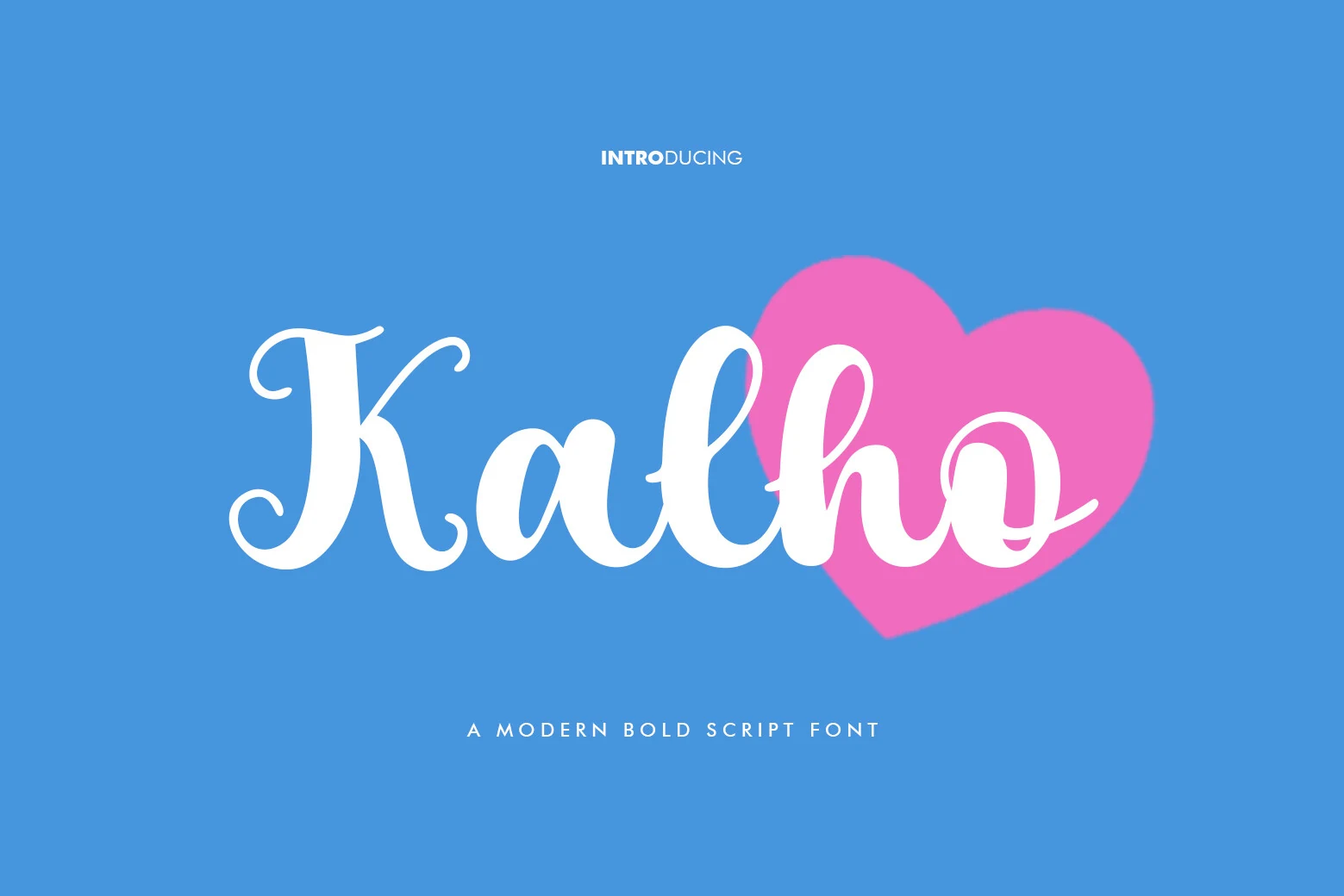 Kalho Font preview showing bold connected cursive lettering, high-contrast strokes, rounded terminals, and a looping initial K flourish.