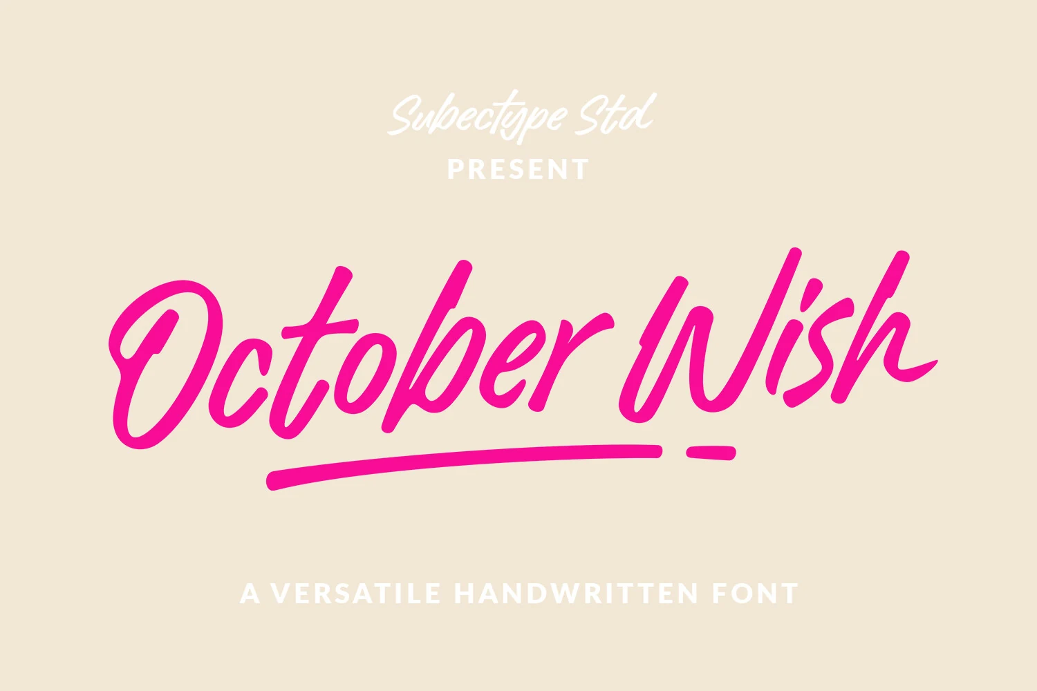 October Wish Font features bold connected script lettering with a right-leaning slant, monoline strokes, and casual irregular curves.