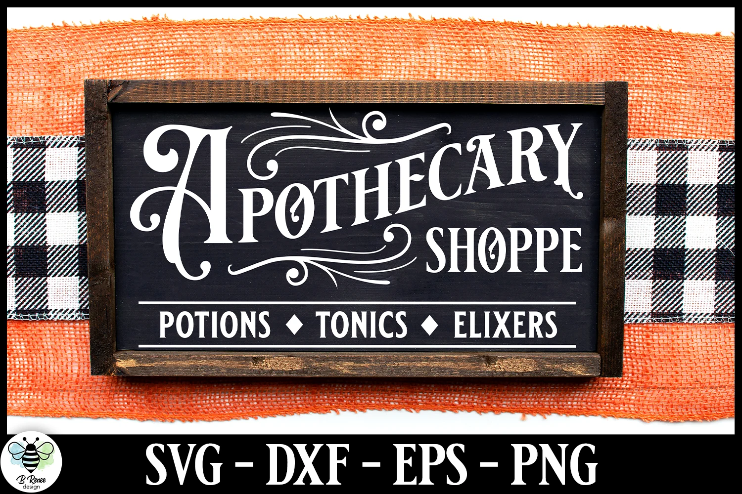 Apothecary Shoppe SVG | Halloween SVG featuring vintage serif typography, ornate flourishes, and a lower row of labeled sections separated by diamond shapes.