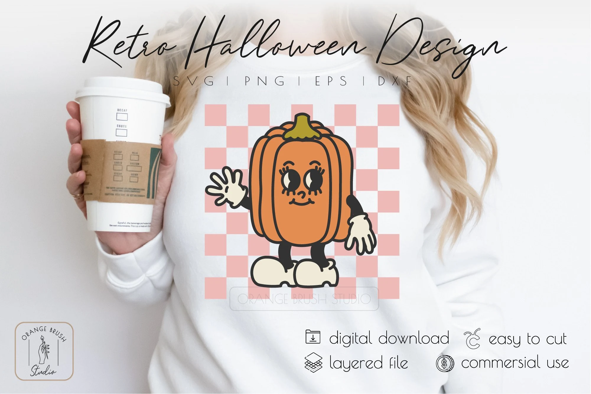Cute Retro Halloween Pumpkin SVG Design SVG design preview