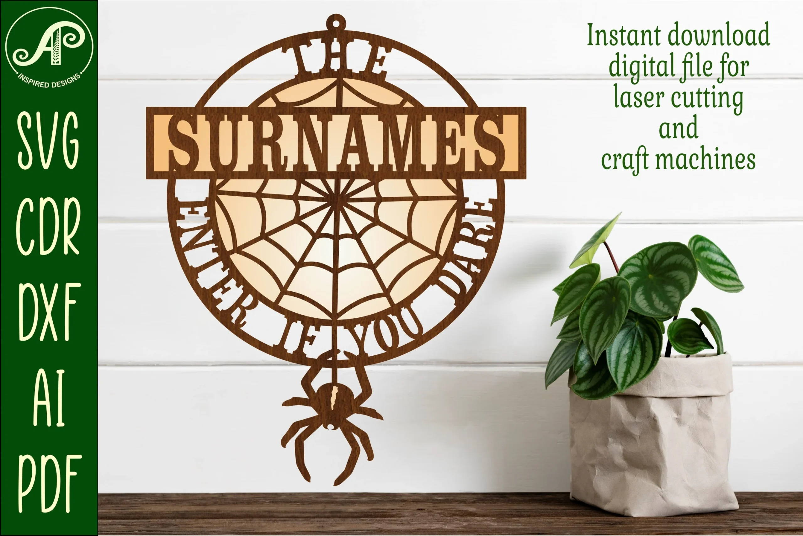 Family Halloween Sign Svg Laser Cut File preview showing a silhouette-based design with dense linework and layered visual structure
