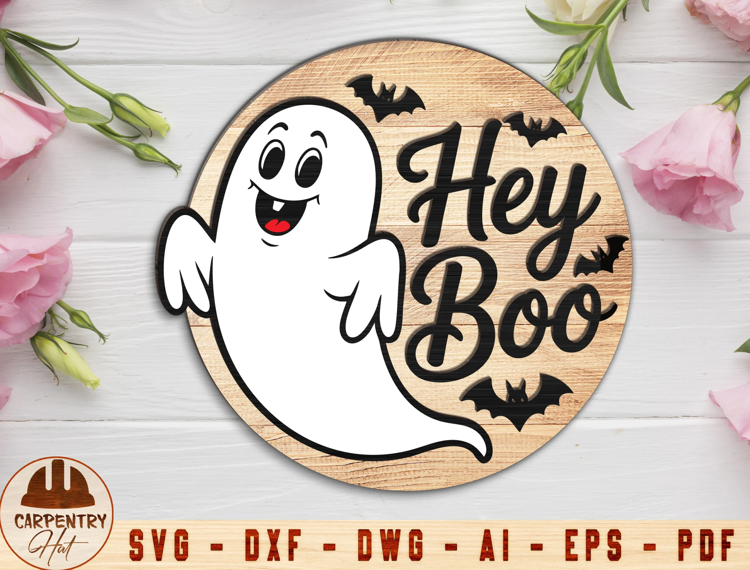 Ghost Halloween Sign Svg preview showing a decorative ghost silhouette with line density