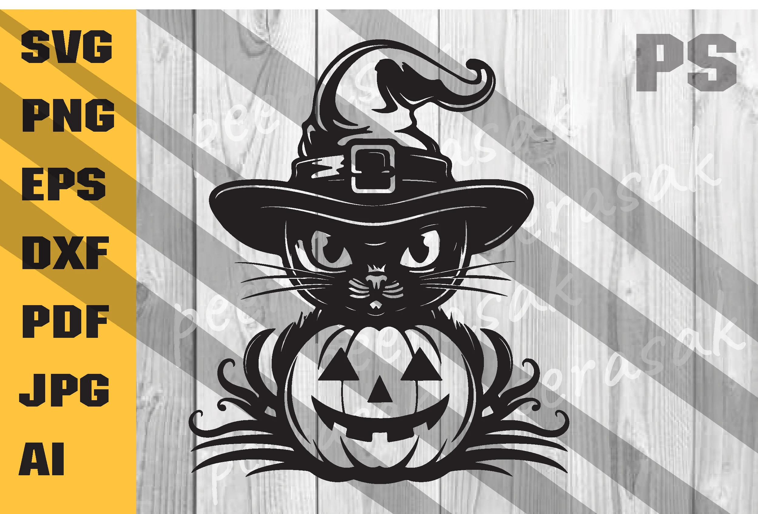 Halloween Cat Svg, Witches SVG showing a Halloween cat silhouette with visible line density