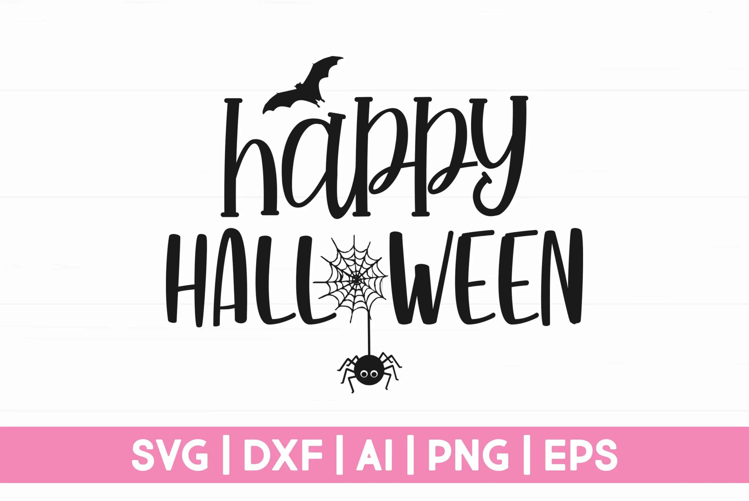 Happy Halloween SVG preview showing a silhouette-based composition with noticeable line density and layered visual structure