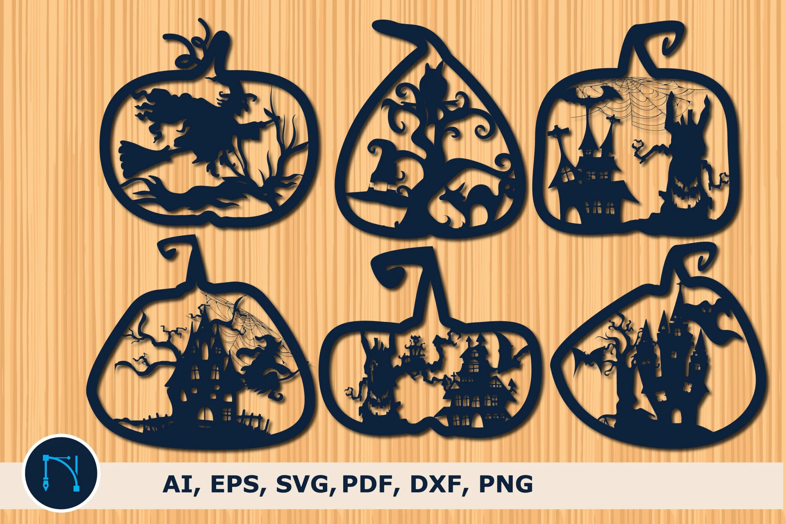 Paper Cut Halloween Pumpkin SVG Bundle SVG design preview