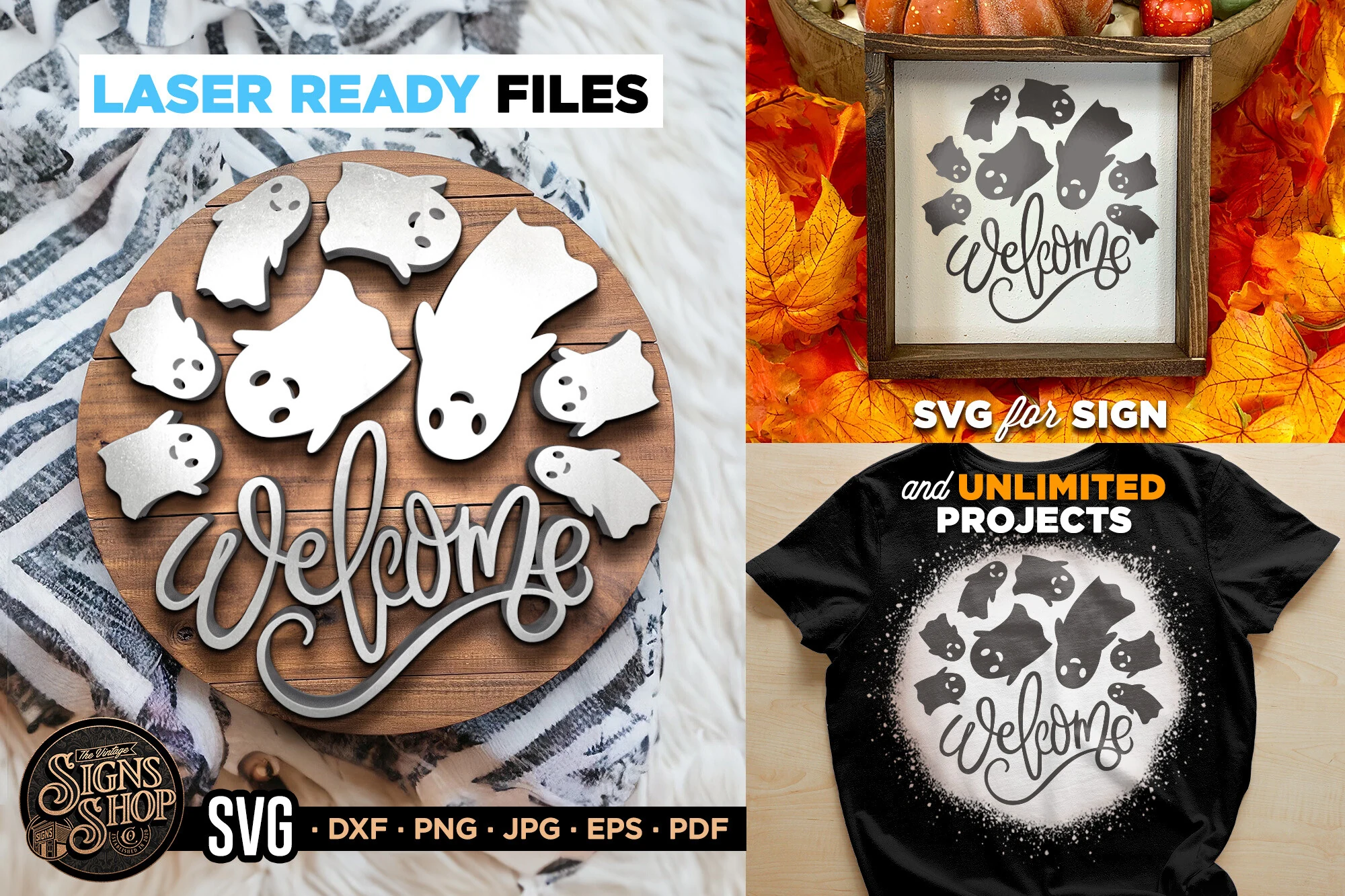 Welcome Ghosts | Halloween SVG Door Sign SVG design preview