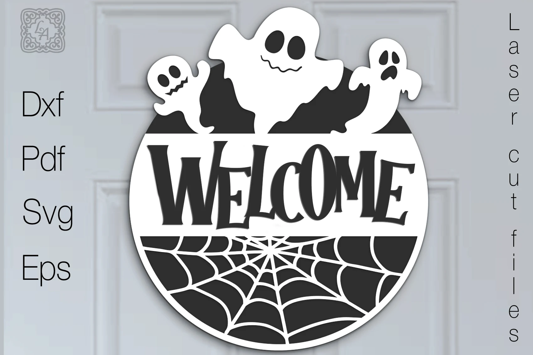 Welcome Halloween Sign. SVG showing a silhouette-based composition with visible line density.
