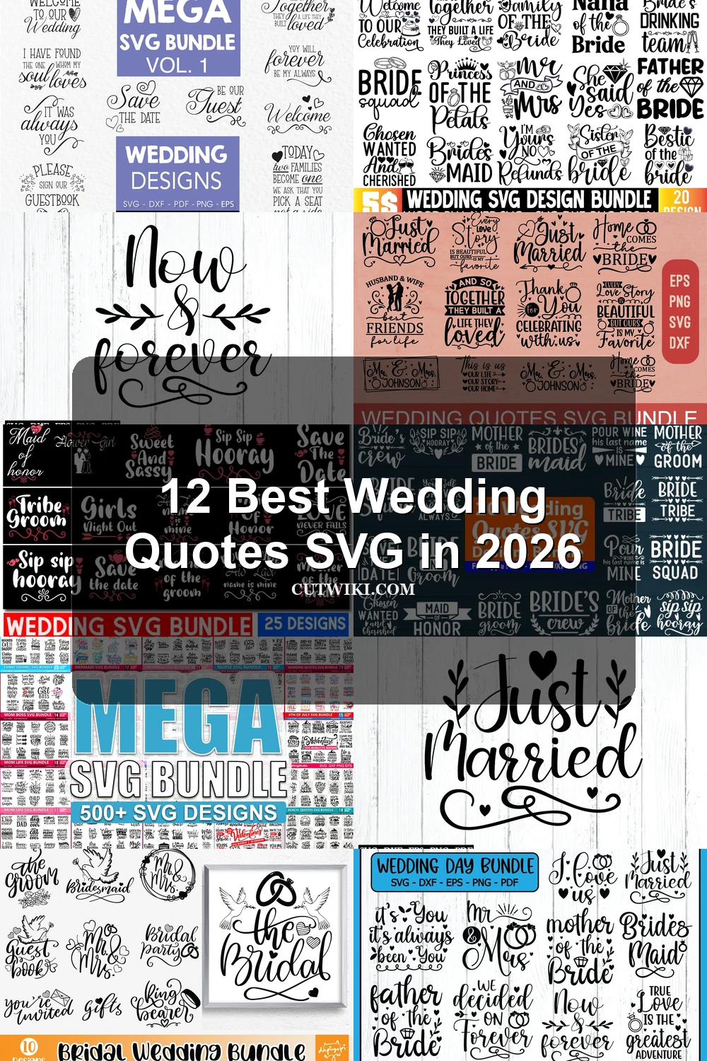 12 Best Wedding Quotes SVG in 2026 article preview collage featuring 10 design examples.