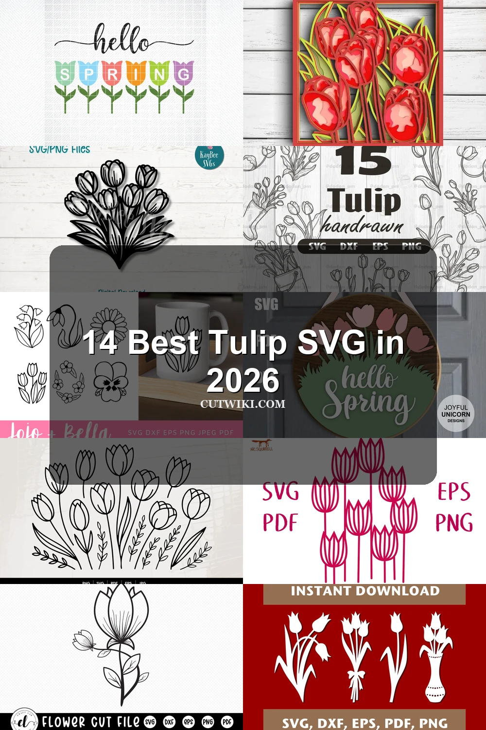 14 Best Tulip SVG in 2026 article preview collage featuring 10 design examples.