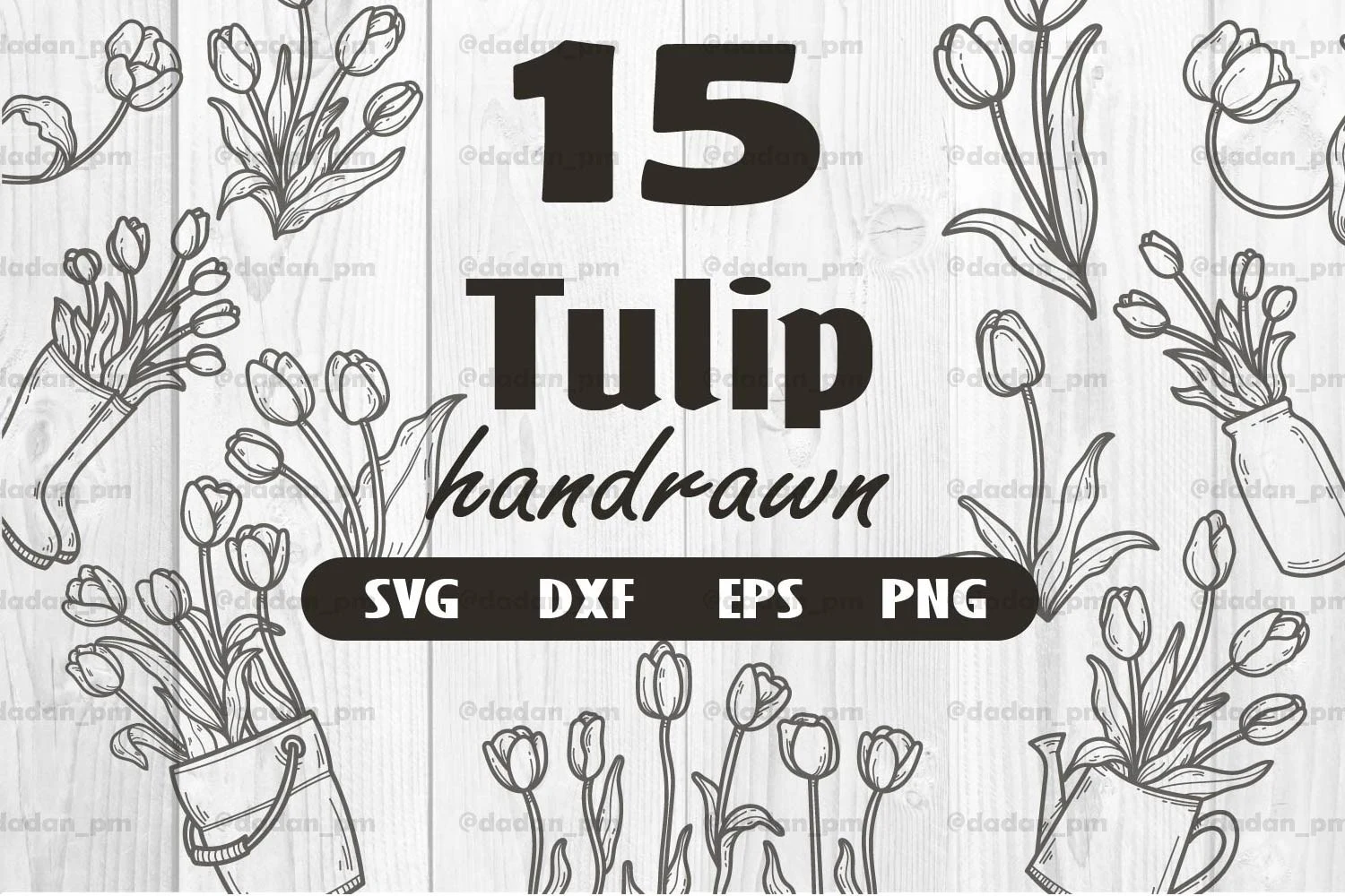 15 Tulip Handrawn Svg Dxf Eps Png SVG design preview