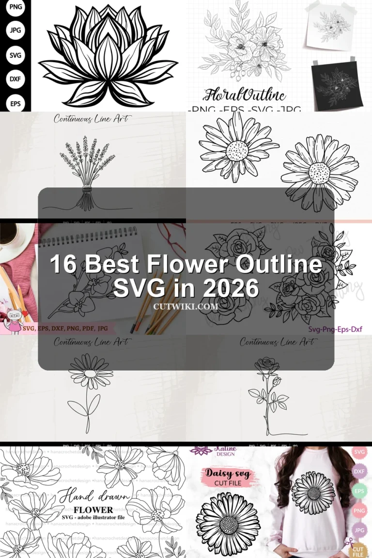 16 Best Flower Outline SVG in 2026 article preview collage featuring 10 design examples.