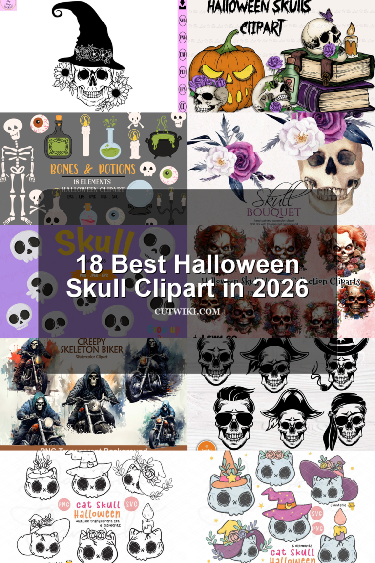 18 Best Halloween Skull Clipart in 2026 article preview collage featuring 10 design examples.