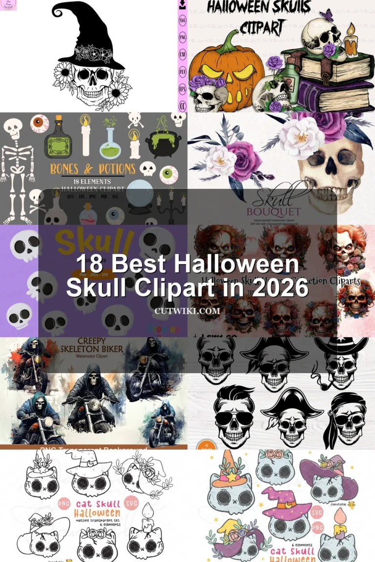 18 Best Halloween Skull Clipart in 2026 article preview collage featuring 10 design examples.