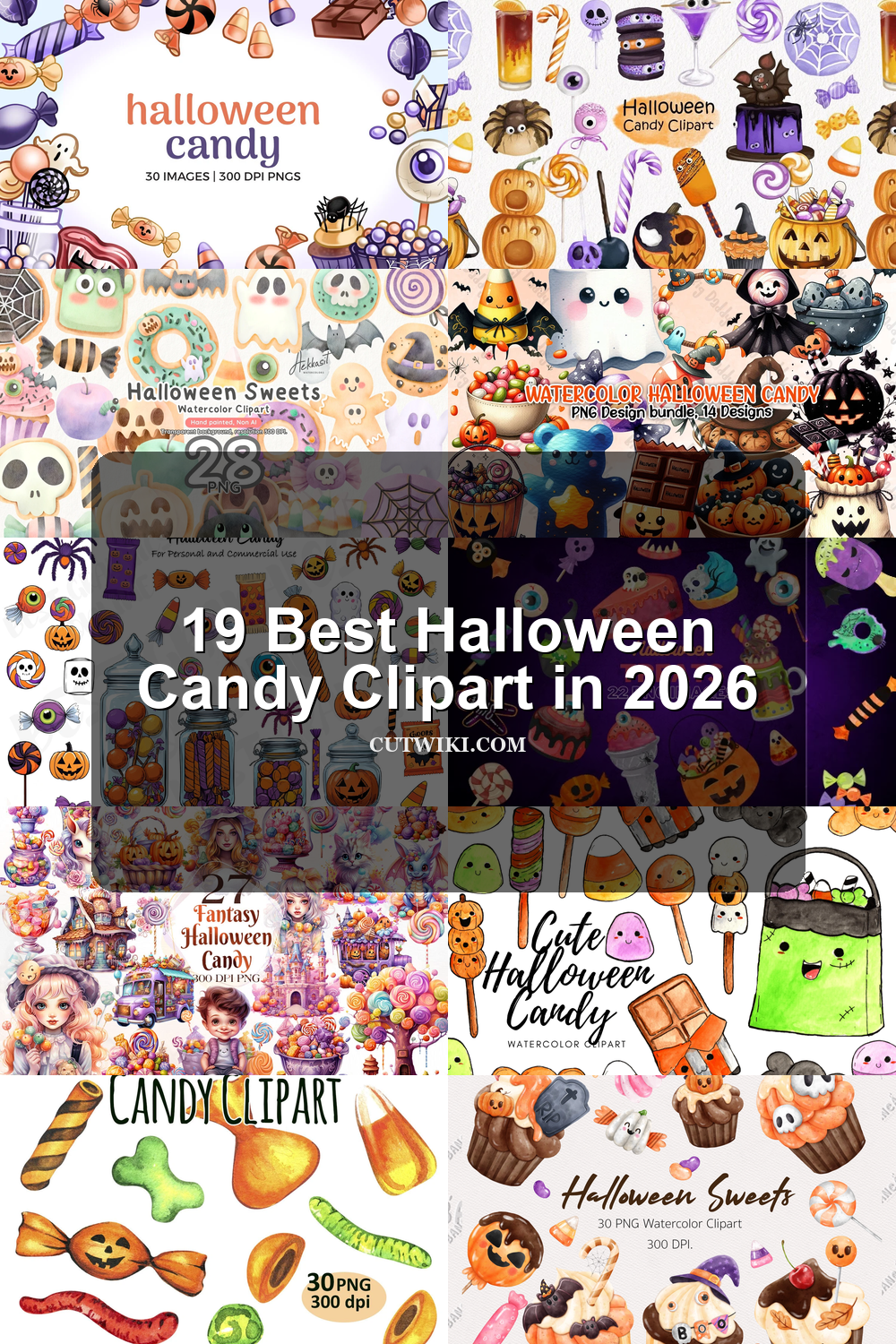 19 Best Halloween Candy Clipart in 2026 article preview collage featuring 10 design examples.