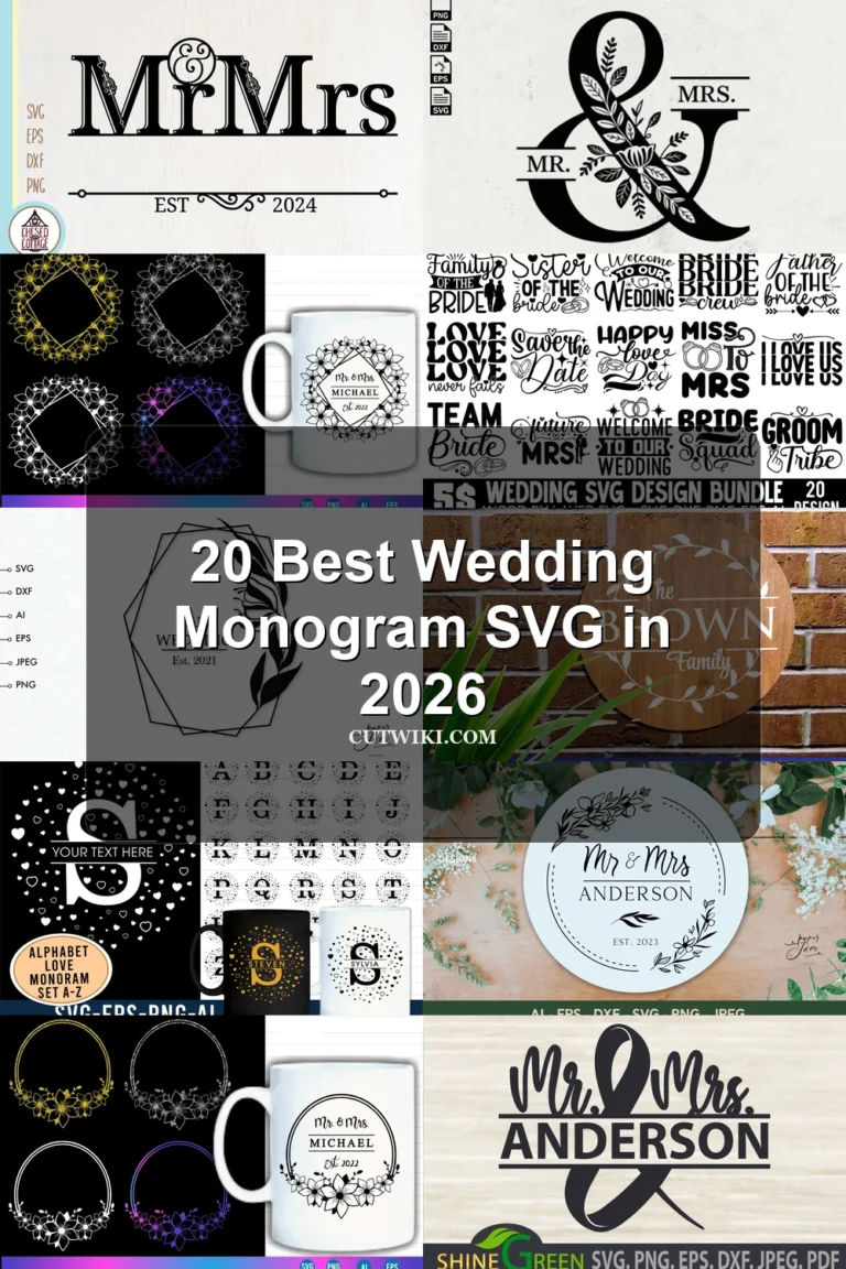 20 Best Wedding Monogram SVG in 2026 article preview collage featuring 10 design examples.