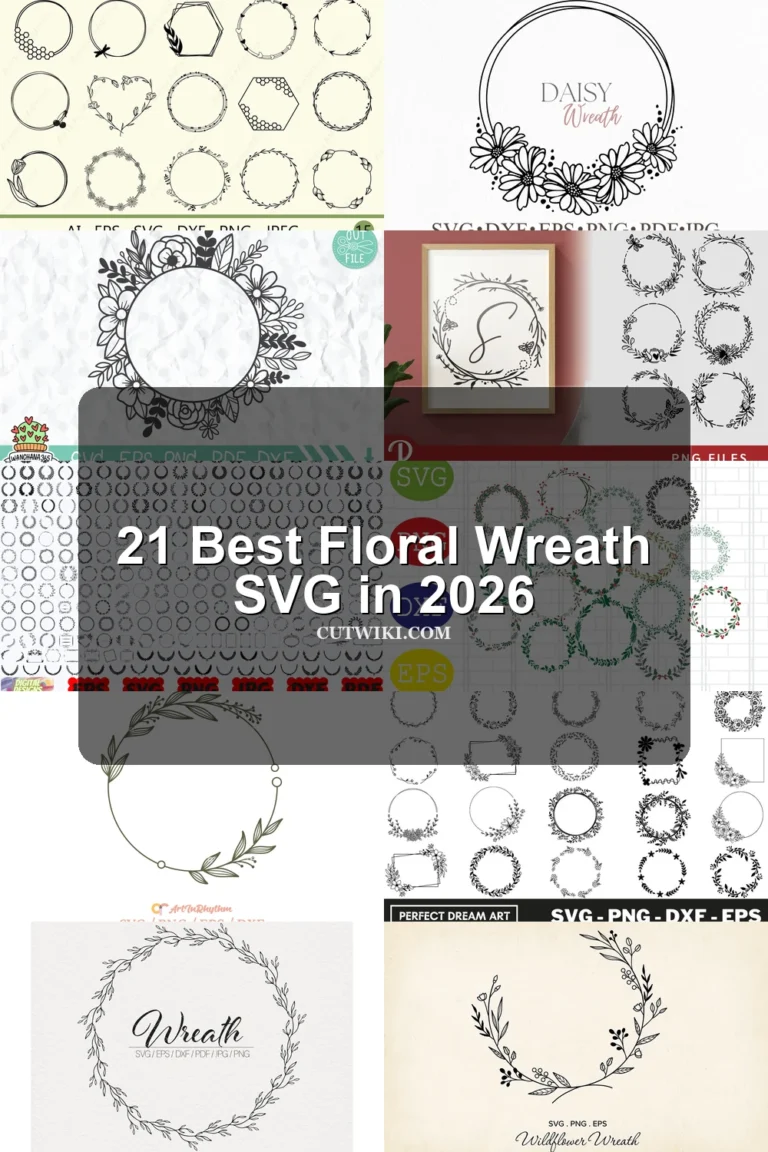 21 Best Floral Wreath SVG in 2026 article preview collage featuring 10 design examples.