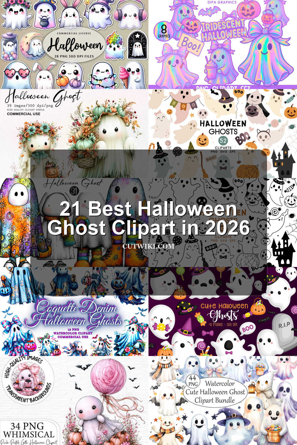 21 Best Halloween Ghost Clipart in 2026 article preview collage featuring 10 design examples.