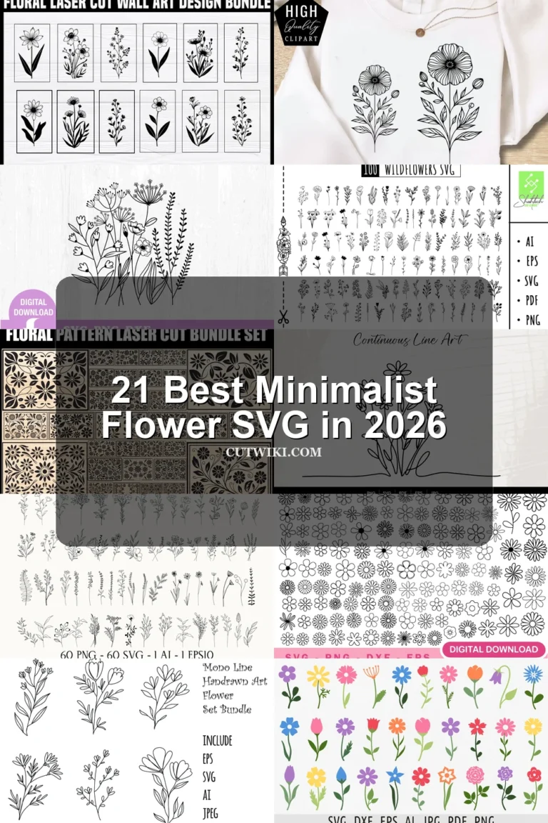 21 Best Minimalist Flower SVG in 2026 article preview collage featuring 10 design examples.