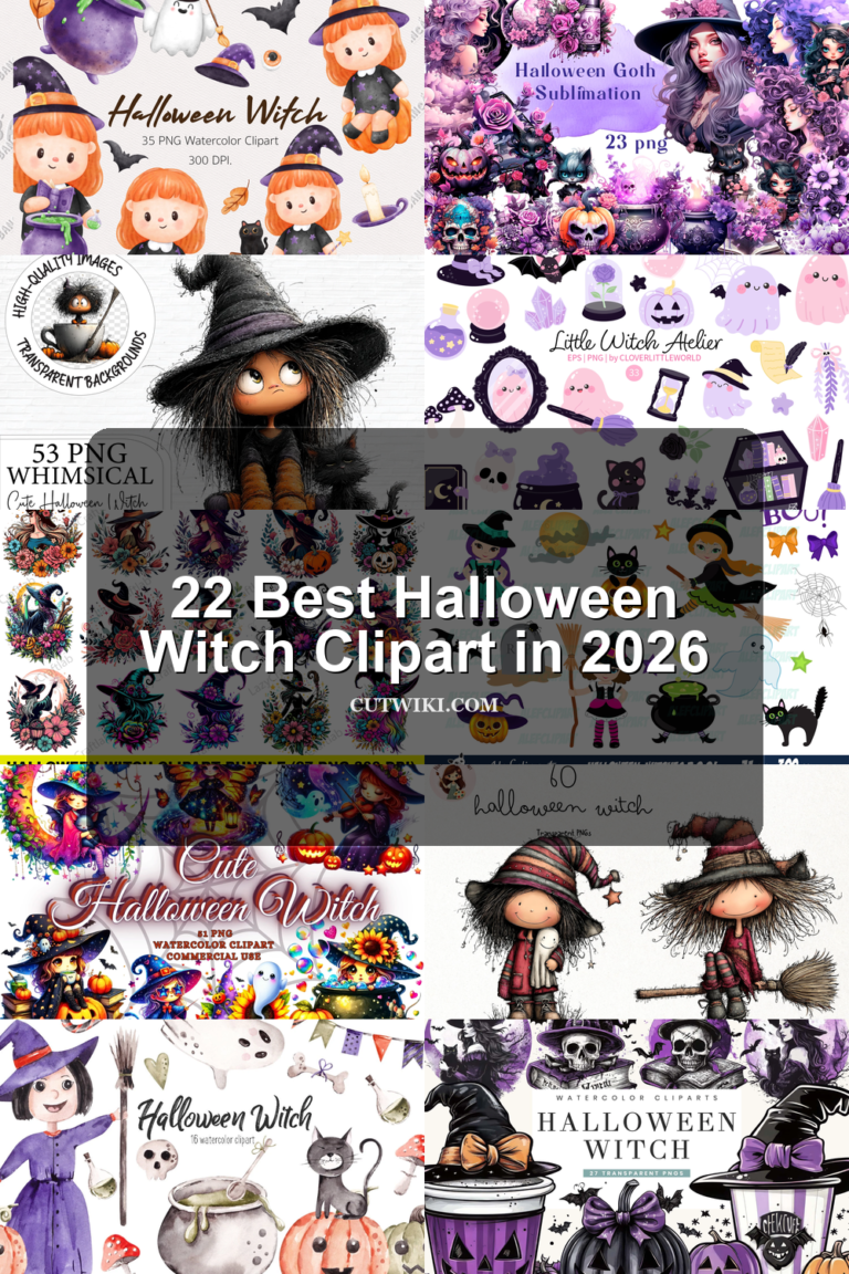 22 Best Halloween Witch Clipart in 2026 article preview collage featuring 10 design examples.