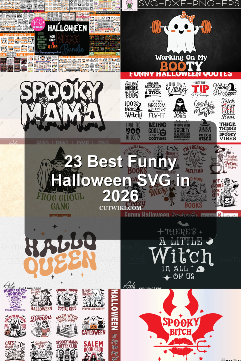 23 Best Funny Halloween SVG in 2026 article preview collage featuring 10 design examples.