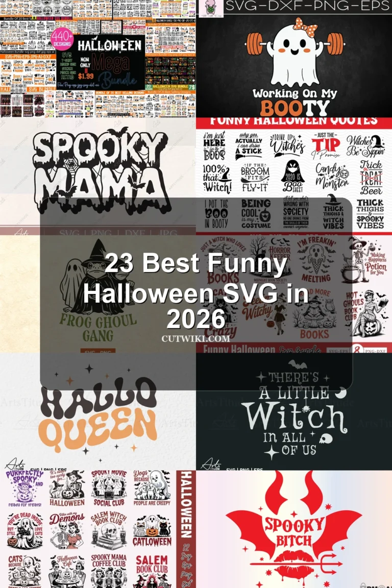 23 Best Funny Halloween SVG in 2026 article preview collage featuring 10 design examples.