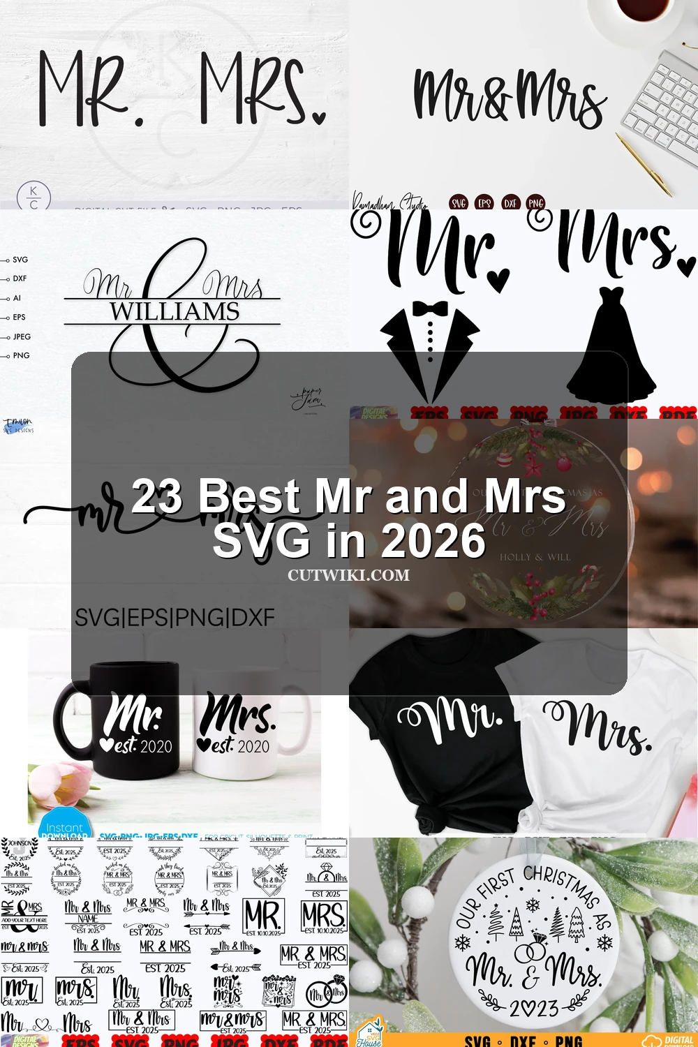 23 Best Mr and Mrs SVG in 2026 article preview collage featuring 10 design examples.
