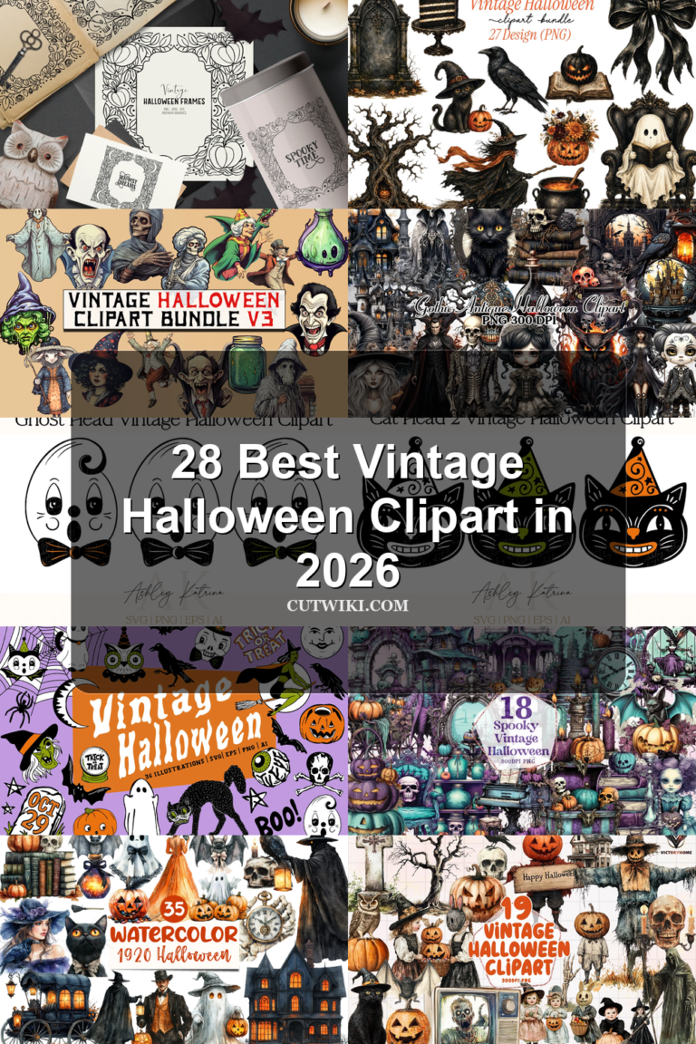 28 Best Vintage Halloween Clipart in 2026 article preview collage featuring 10 design examples.