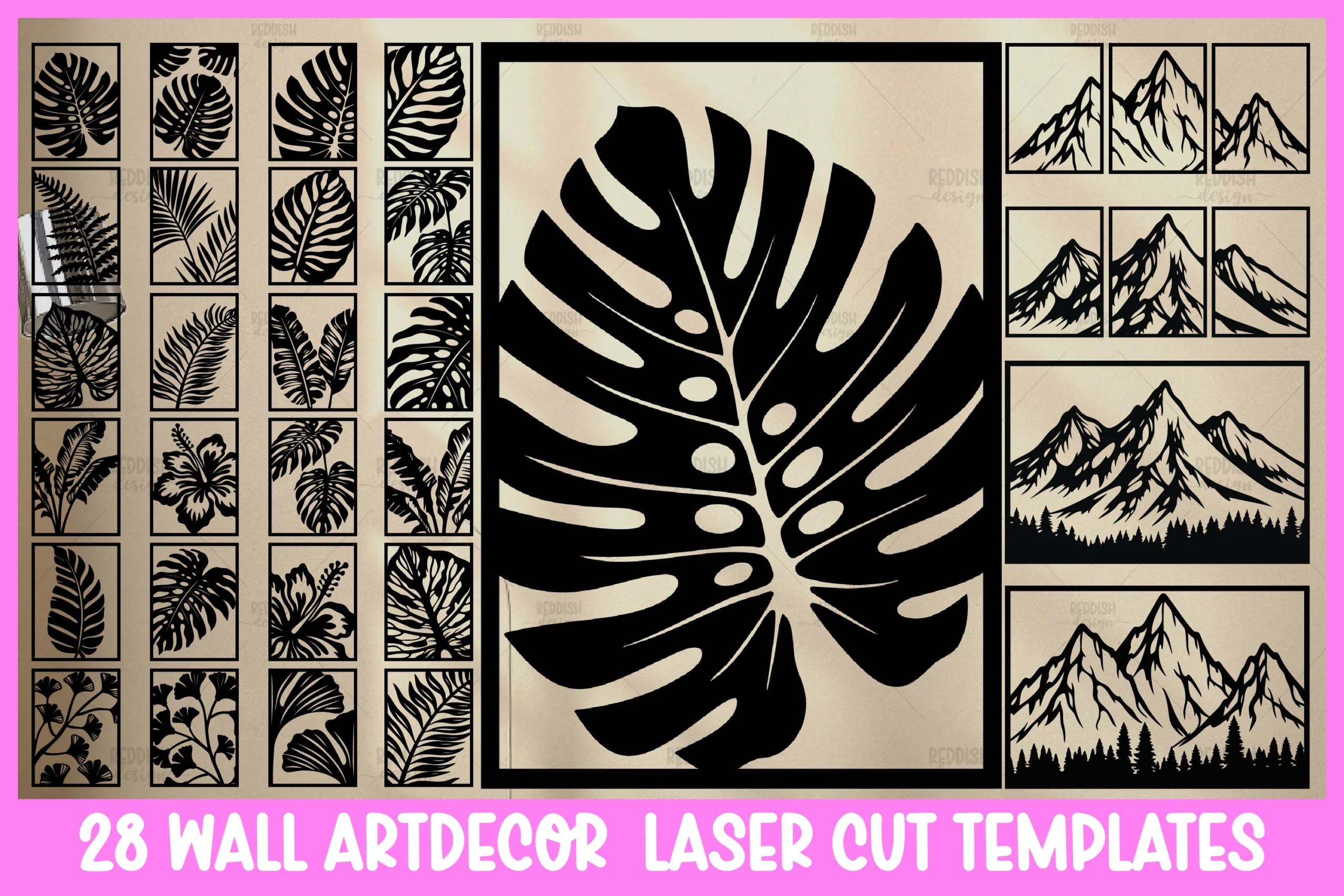 28 Wall Art SVG | Laser Cut Home Decor preview showing laser-cut design with silhouette