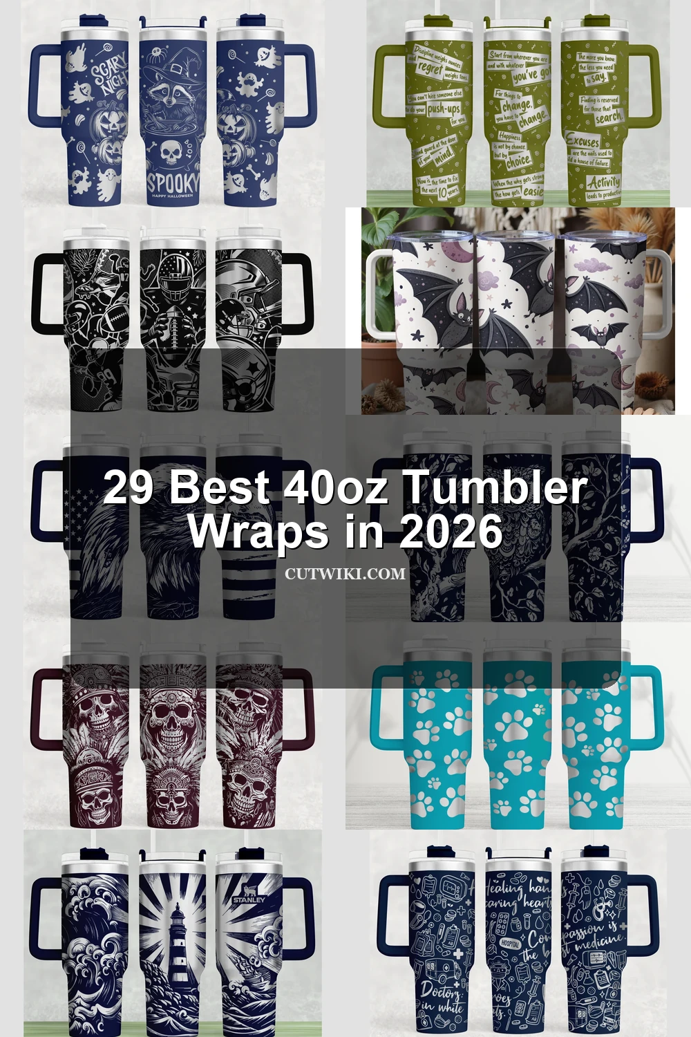 29 Best 40oz Tumbler Wraps in 2026 article preview collage featuring 10 design examples.