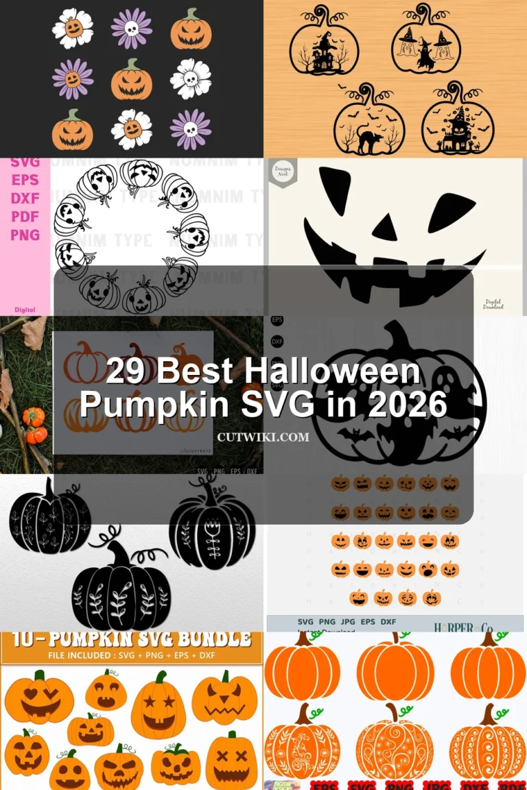 29 Best Halloween Pumpkin SVG in 2026 article preview collage featuring 10 design examples.
