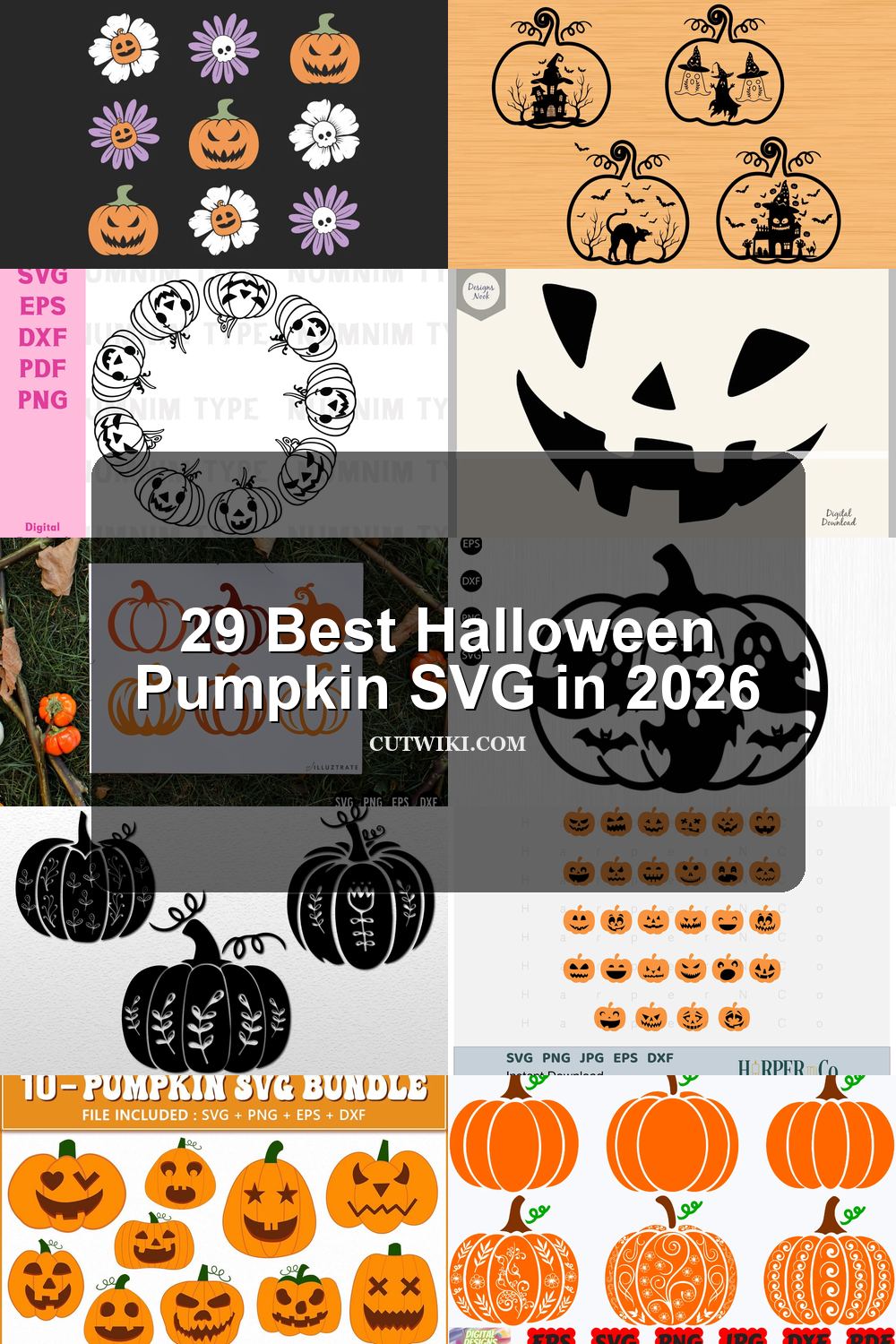 29 Best Halloween Pumpkin SVG in 2026 article preview collage featuring 10 design examples.