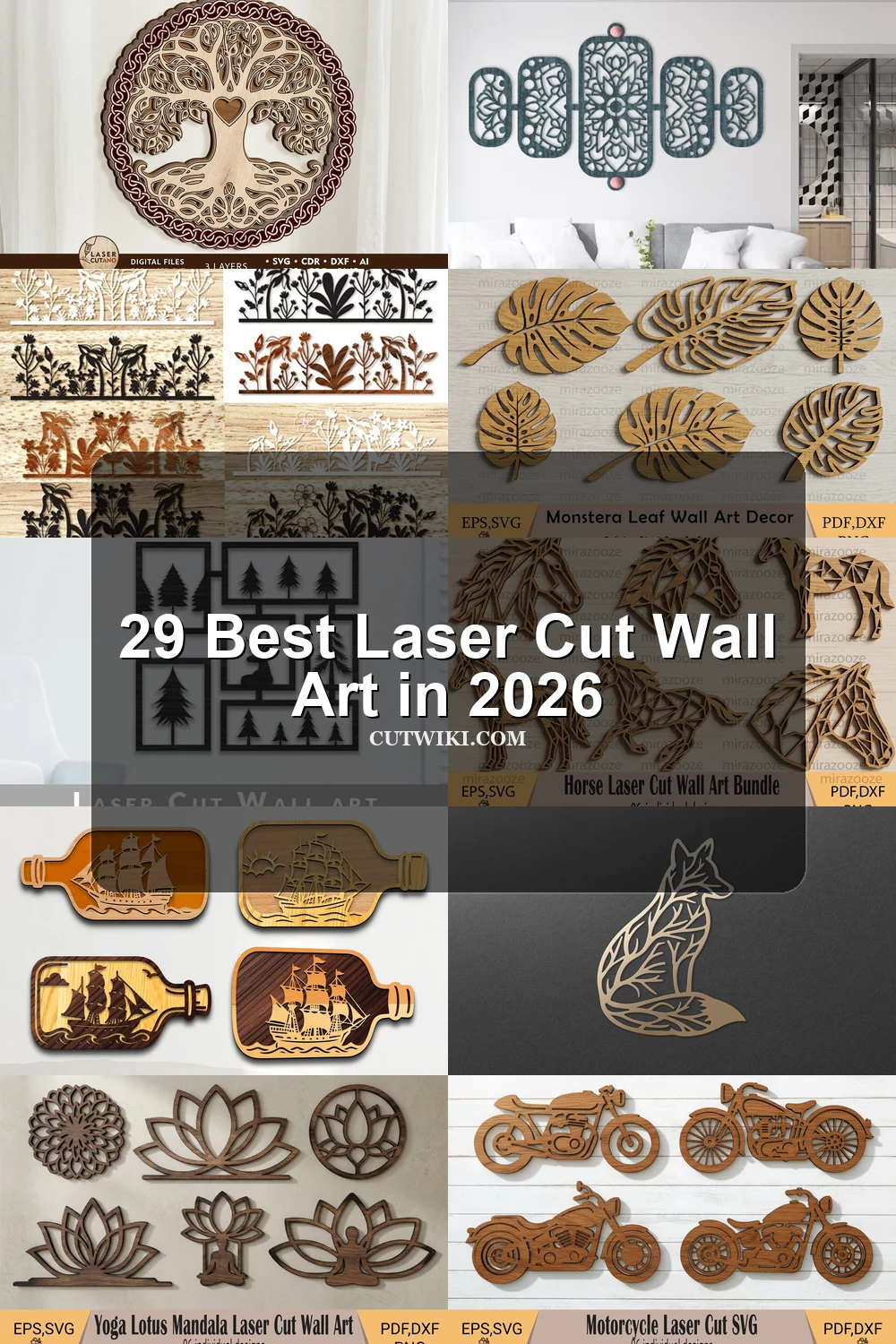 29 Best Laser Cut Wall Art in 2026 article preview collage featuring 10 design examples.