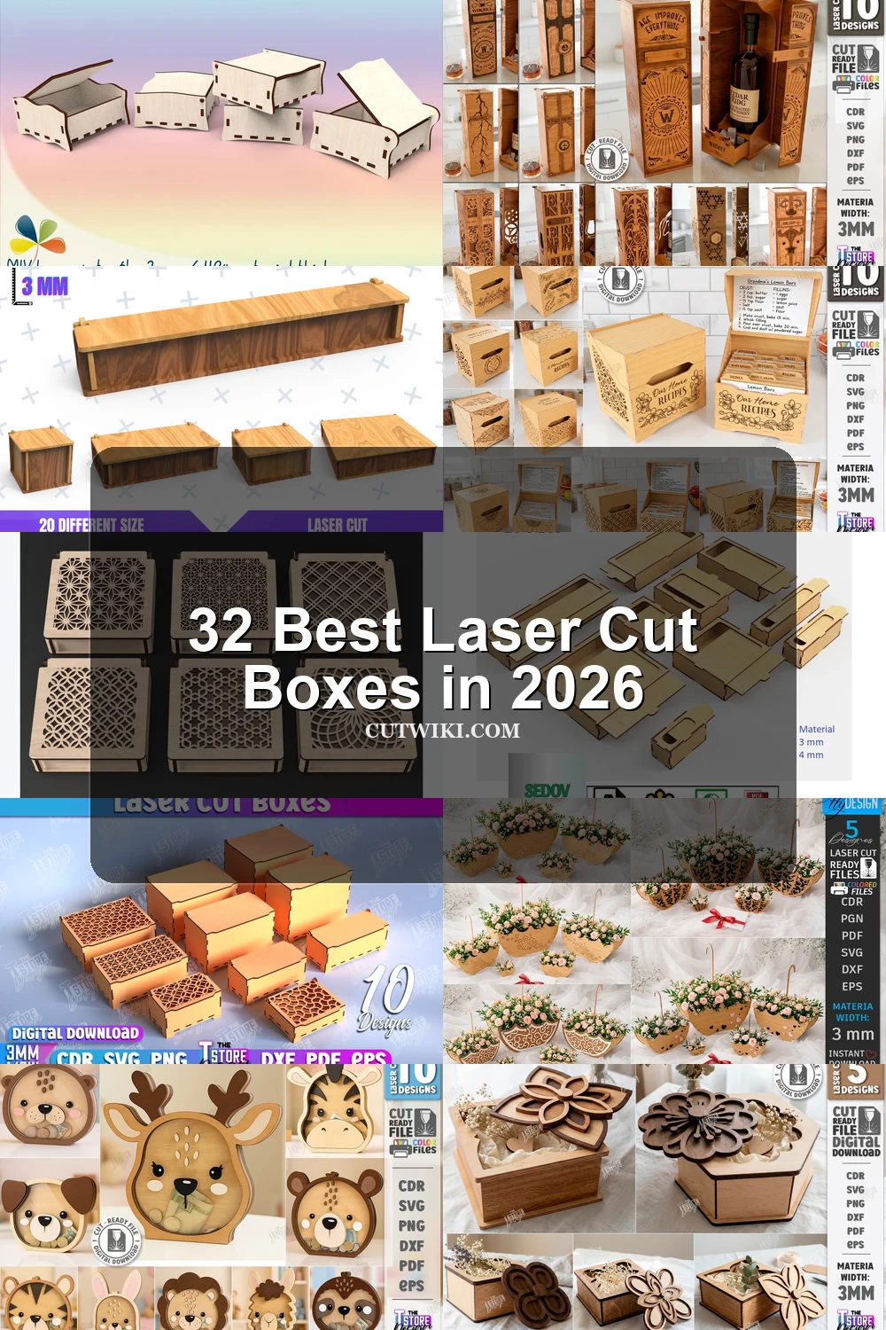 32 Best Laser Cut Boxes in 2026 article preview collage featuring 10 design examples.