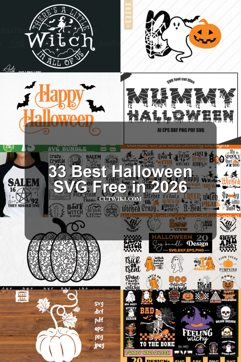 33 Best Halloween SVG Free in 2026 article preview collage featuring 10 design examples.