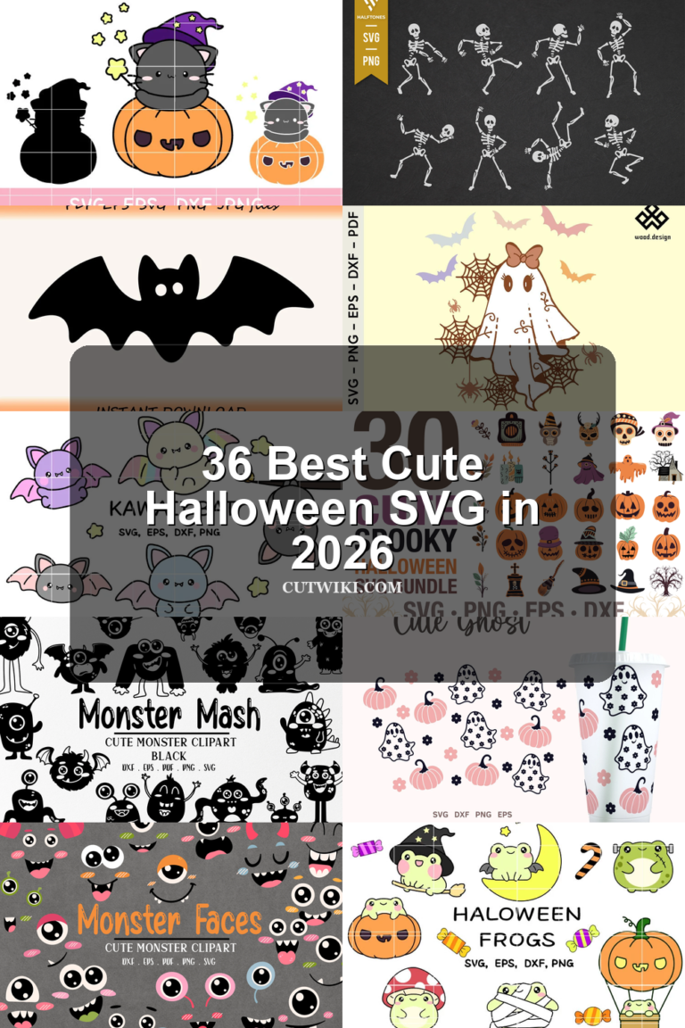36 Best Cute Halloween SVG in 2026 article preview collage featuring 10 design examples.