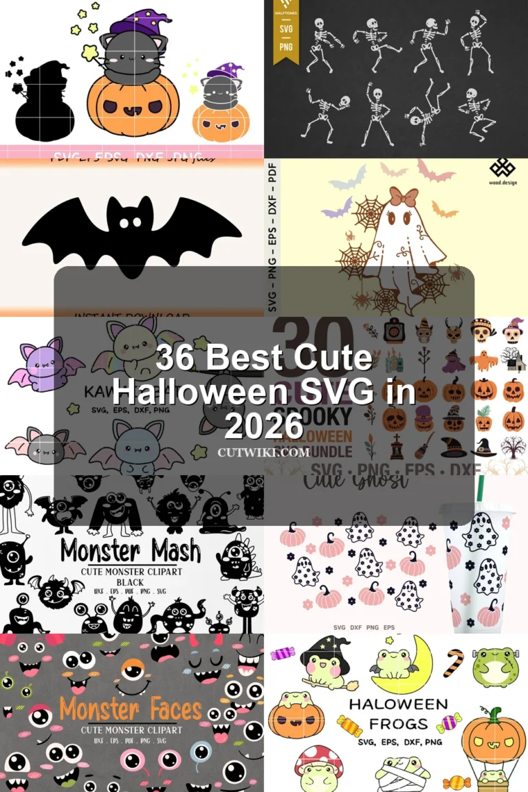 36 Best Cute Halloween SVG in 2026 article preview collage featuring 10 design examples.