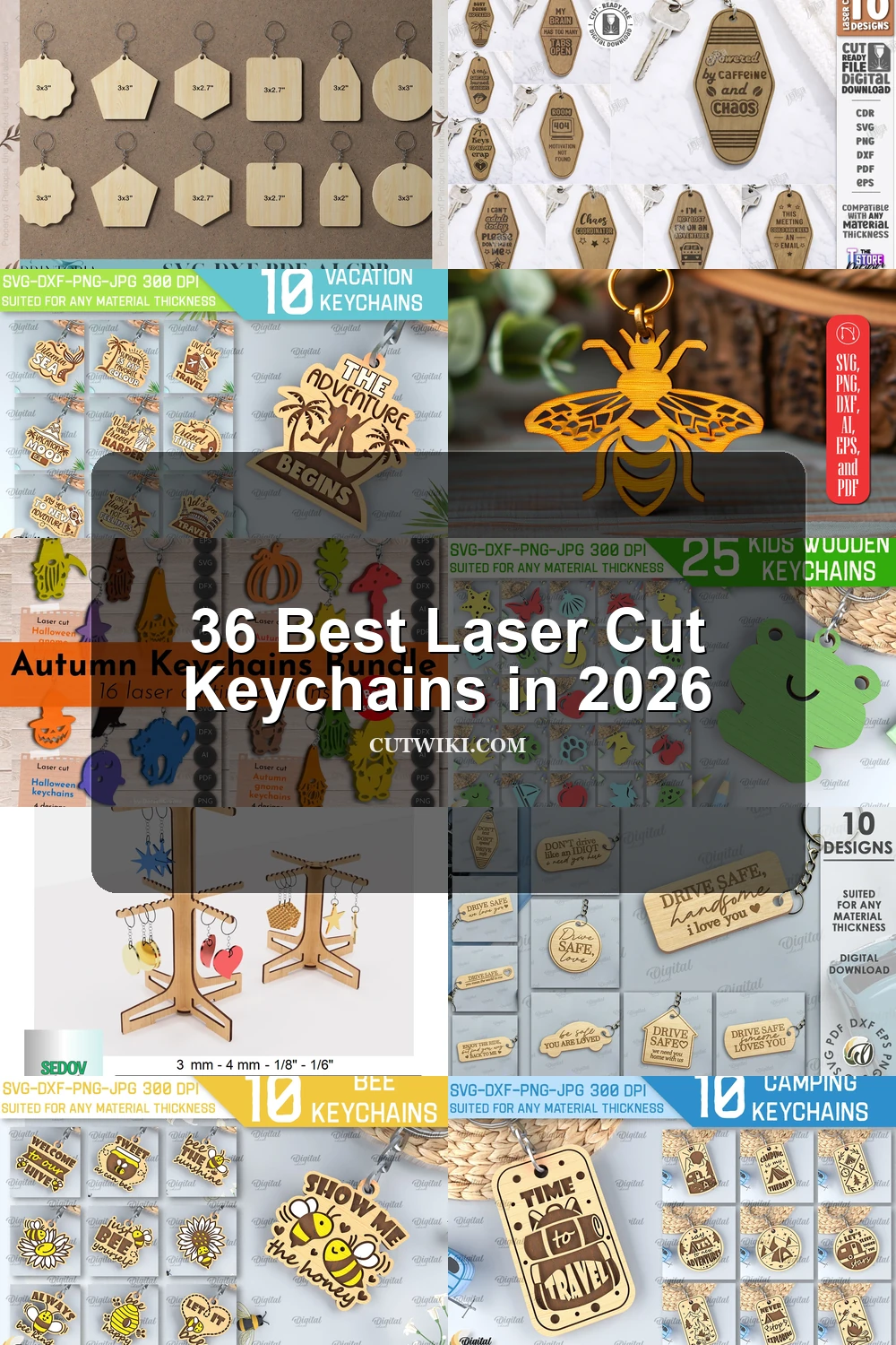 36 Best Laser Cut Keychains in 2026 article preview collage featuring 10 design examples.