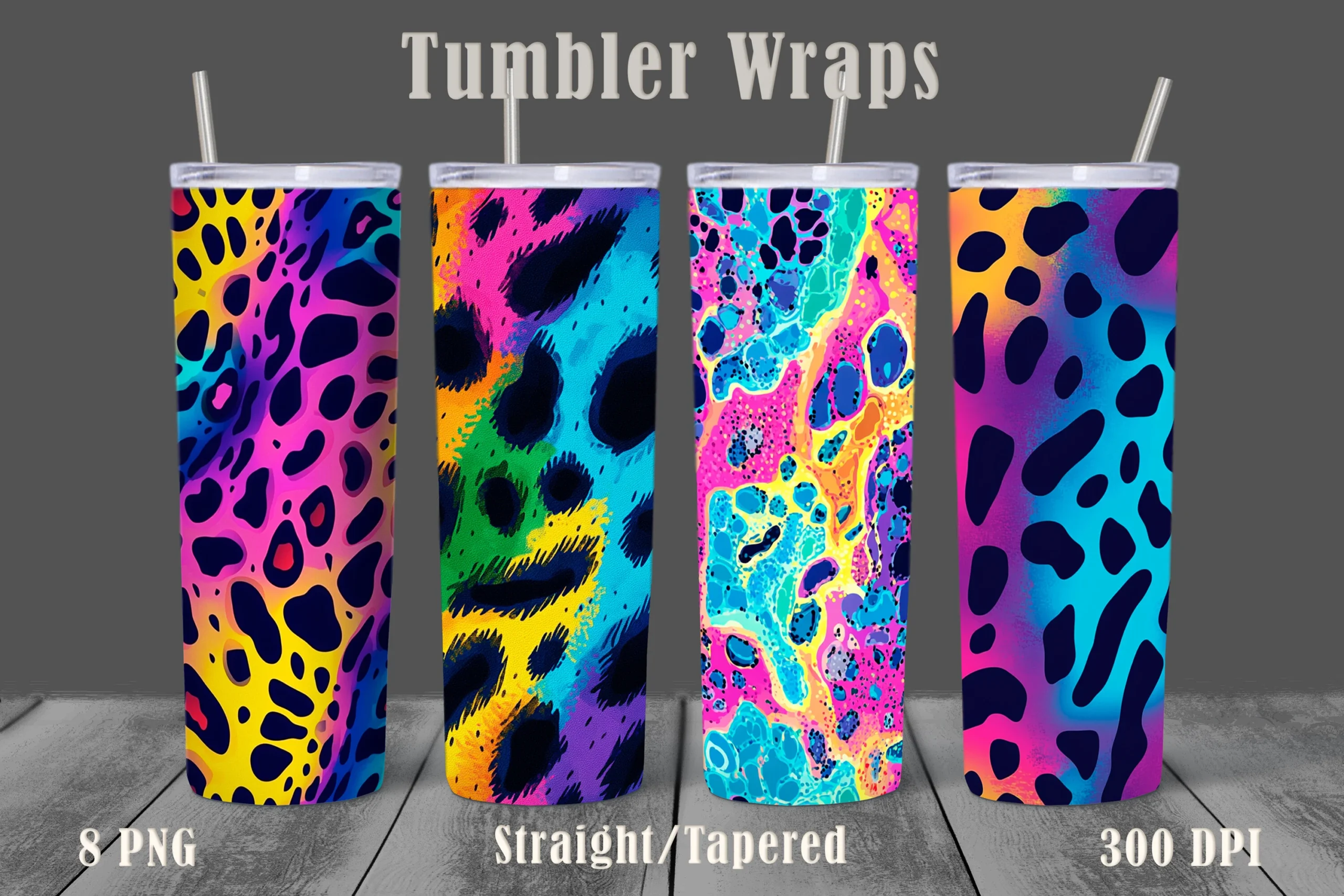 4 Leopard Seamless Pattern Tumbler Wraps sublimation design preview