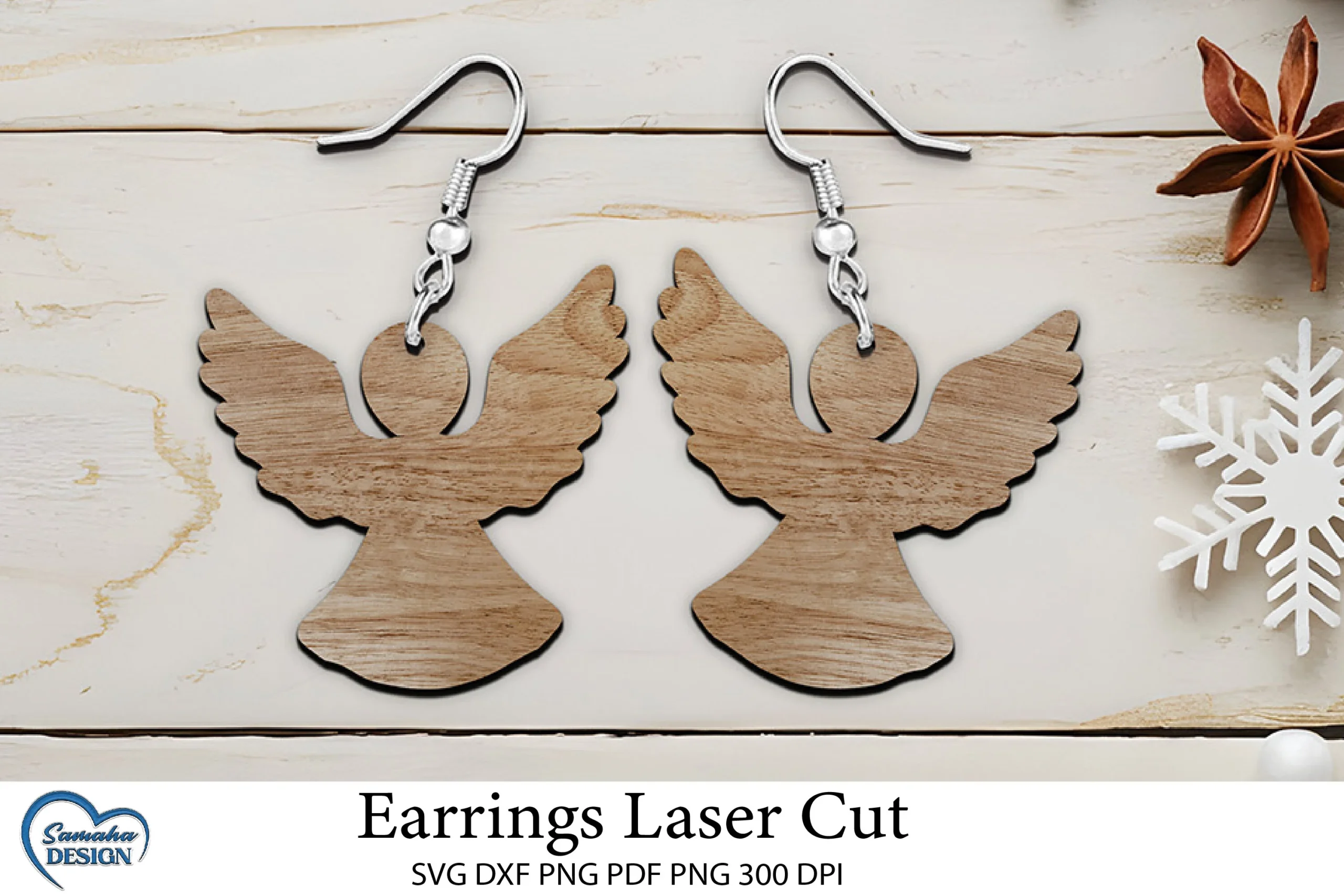 Angel Wings Laser Cut Earrings. laser-cut design preview