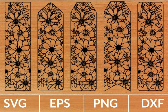 Beautiful Bookmarks Laser Cut Svg Bundle featuring bookmarks and flowers