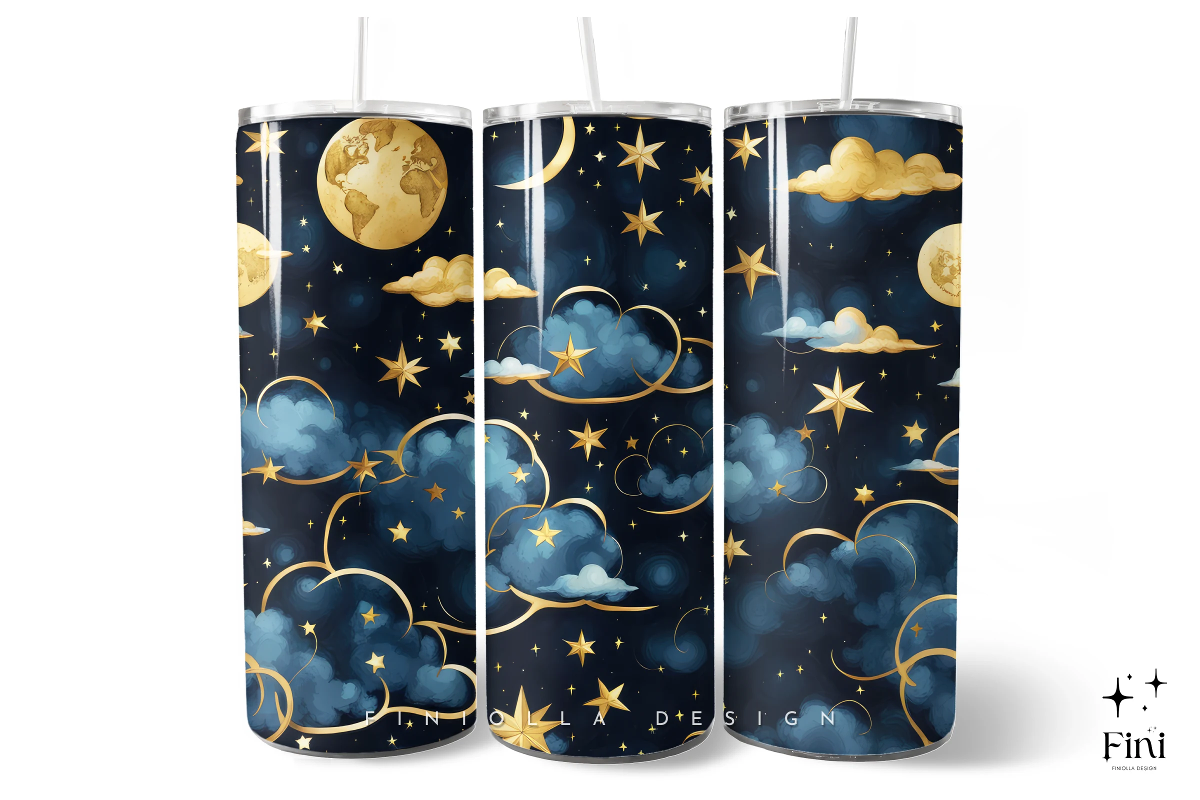 Beautiful Starry Night Tumbler Wrap featuring stars and clouds