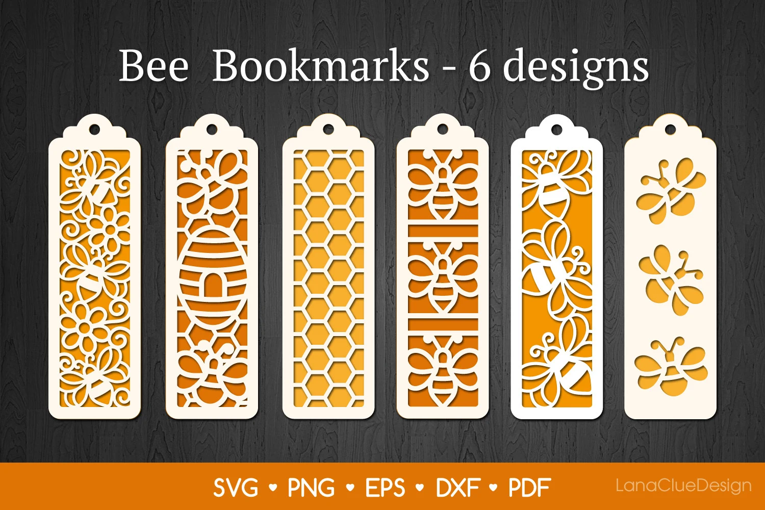 Bee Bookmarks SVG - Papercut Template featuring bees and honeycombs