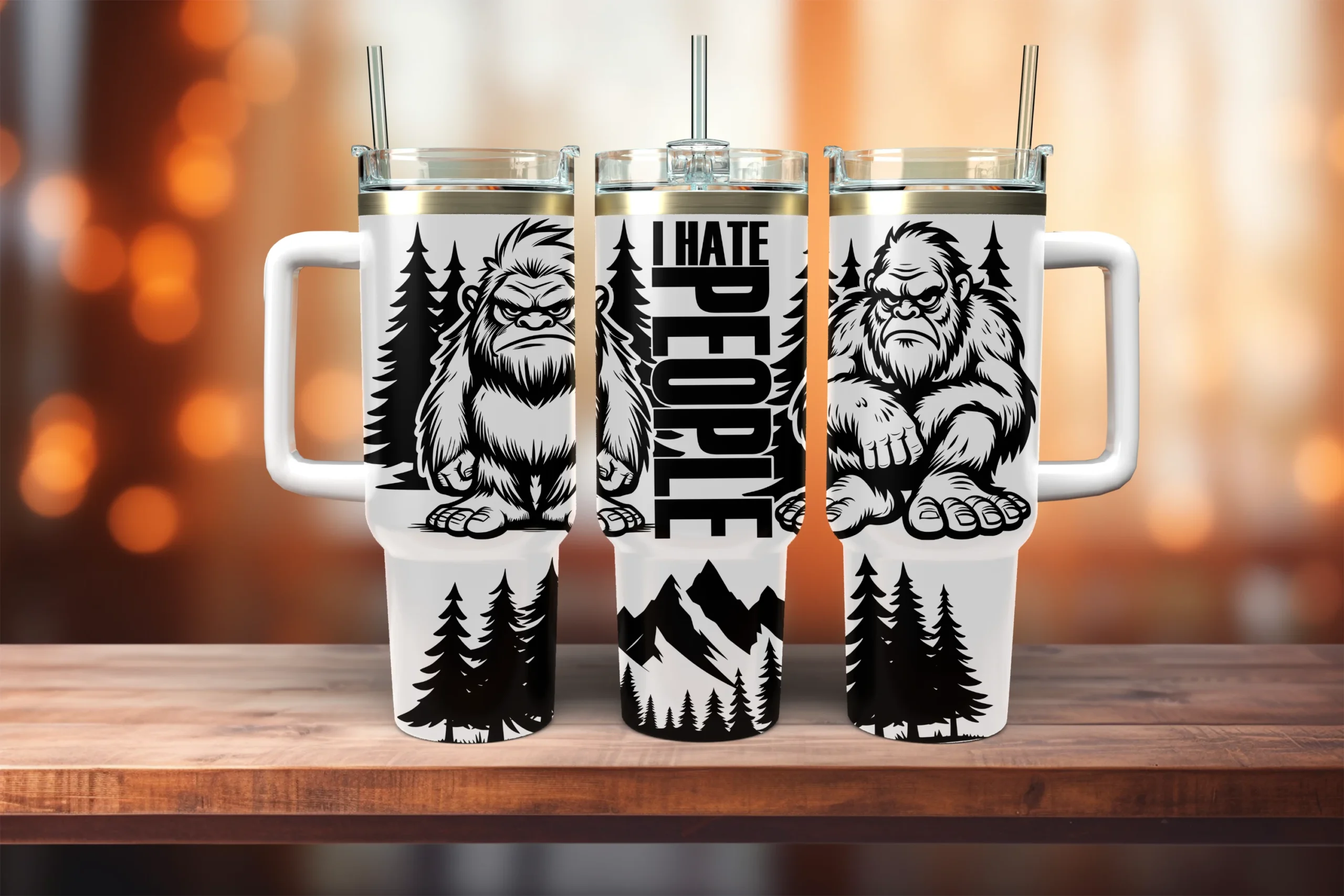 Bigfoot Camping 40oz Tumbler Wrap Svg preview showing sublimation design with composition