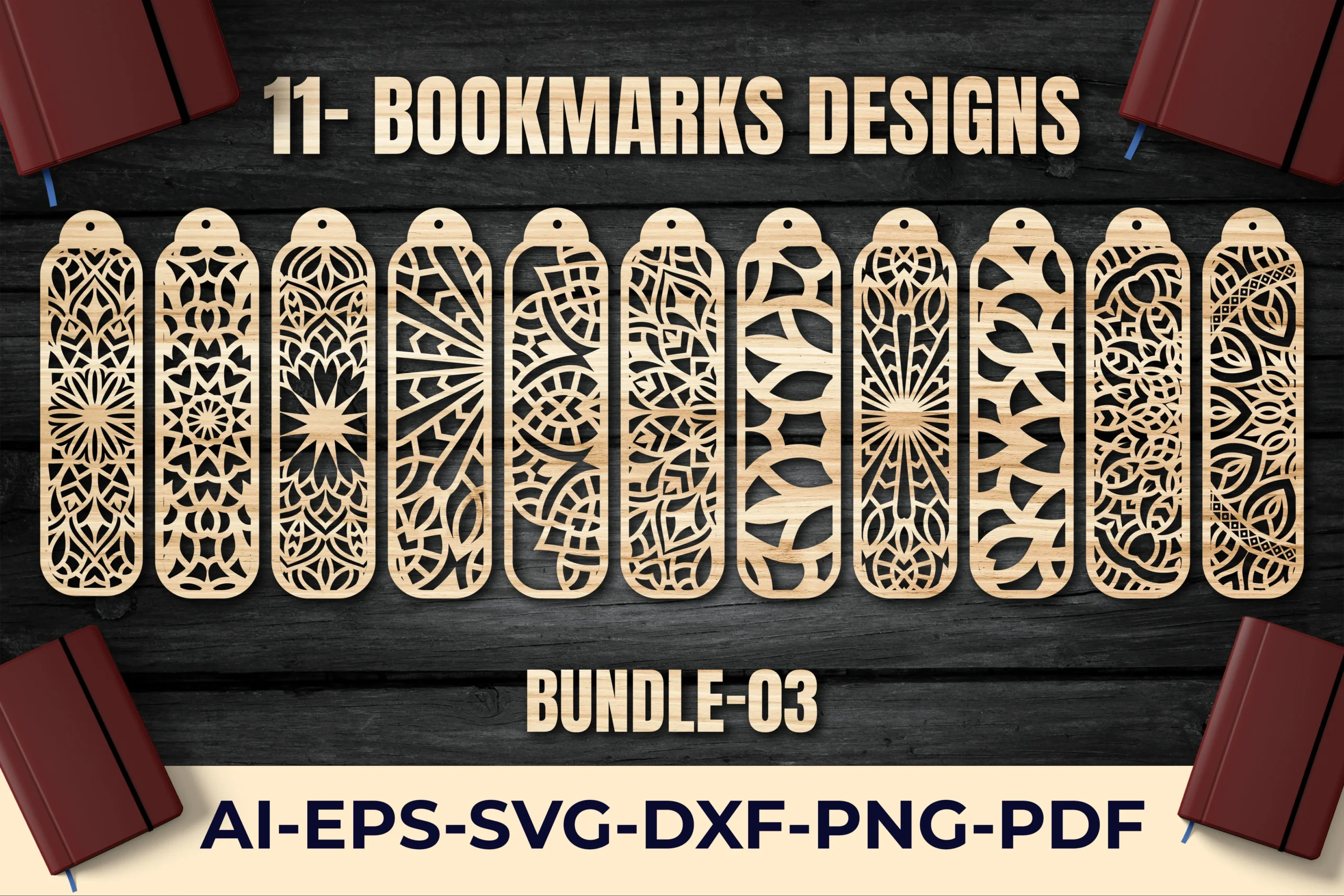 Bookmarks Bundle 11 Designs Ornaments featuring bookmarks and mandala patterns