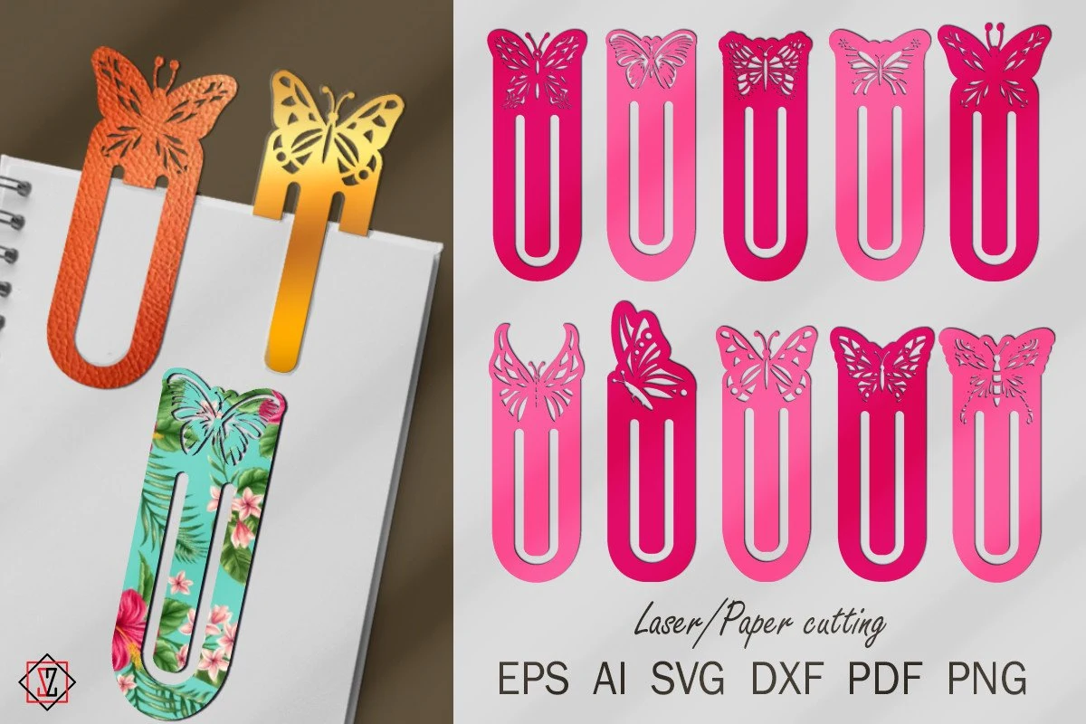 Bookmarks/Butterfly Clips/Laser Cut/SVG featuring butterfly and bookmark