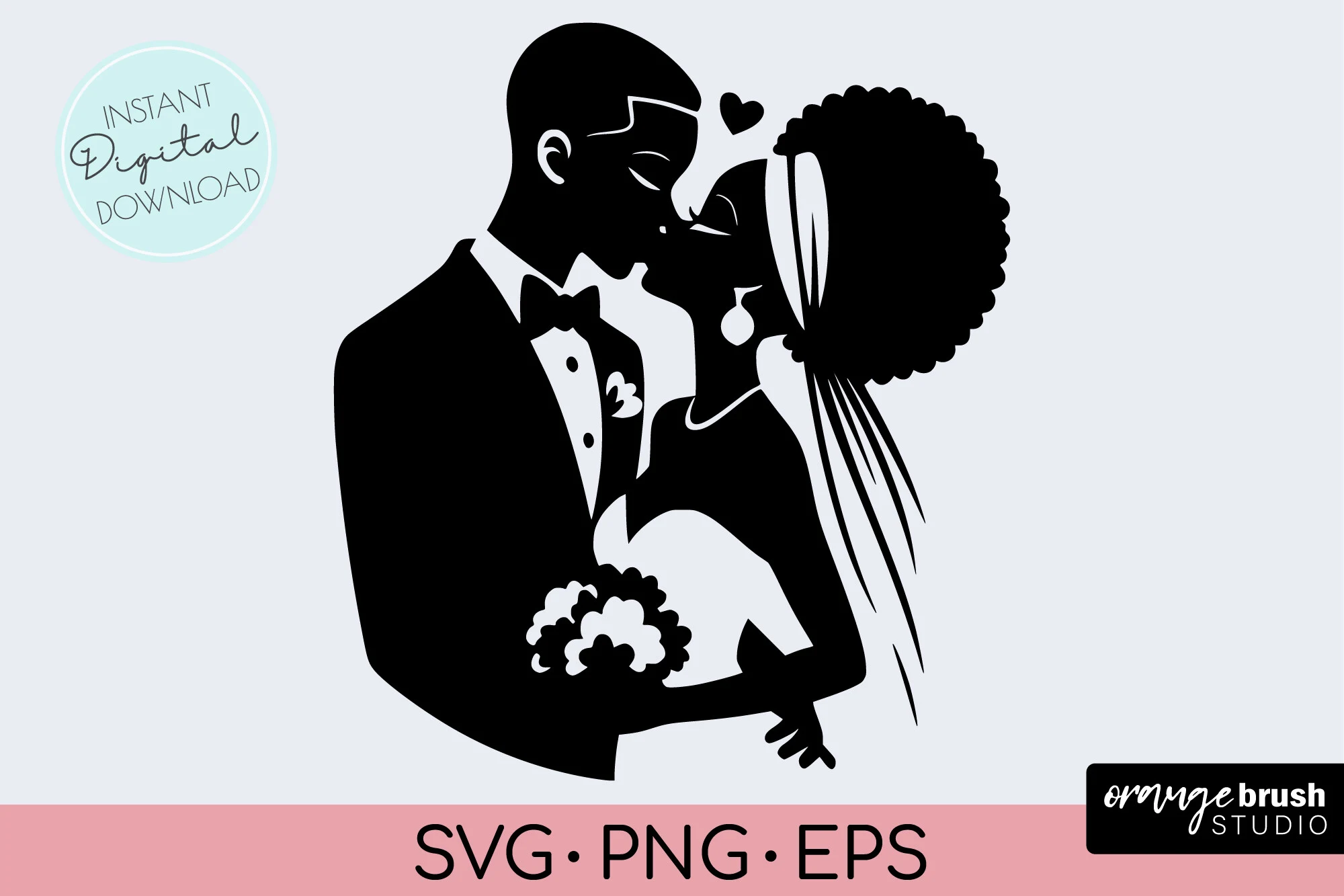 Bride and Groom SVG - Black Couple SVG SVG design preview