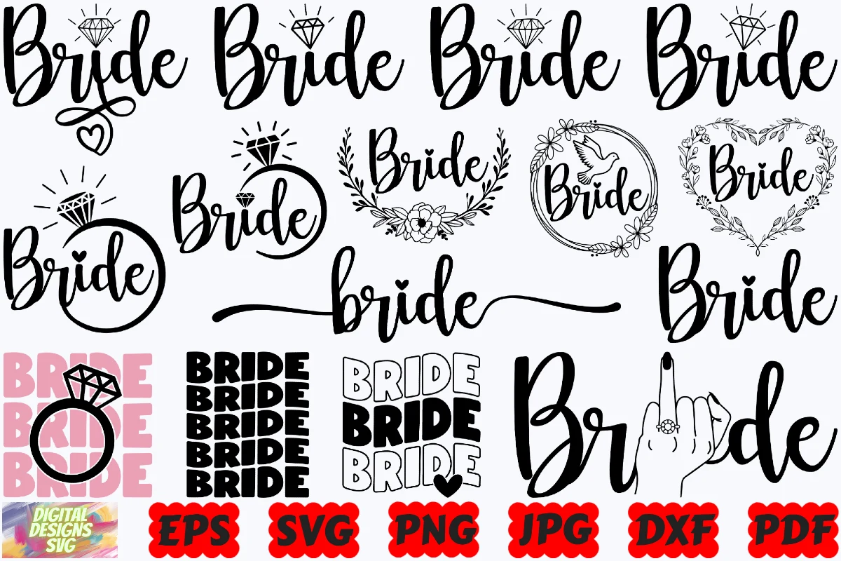 Bride SVG | Bridal Party SVG | Wifey Svg featuring bride and diamond ring