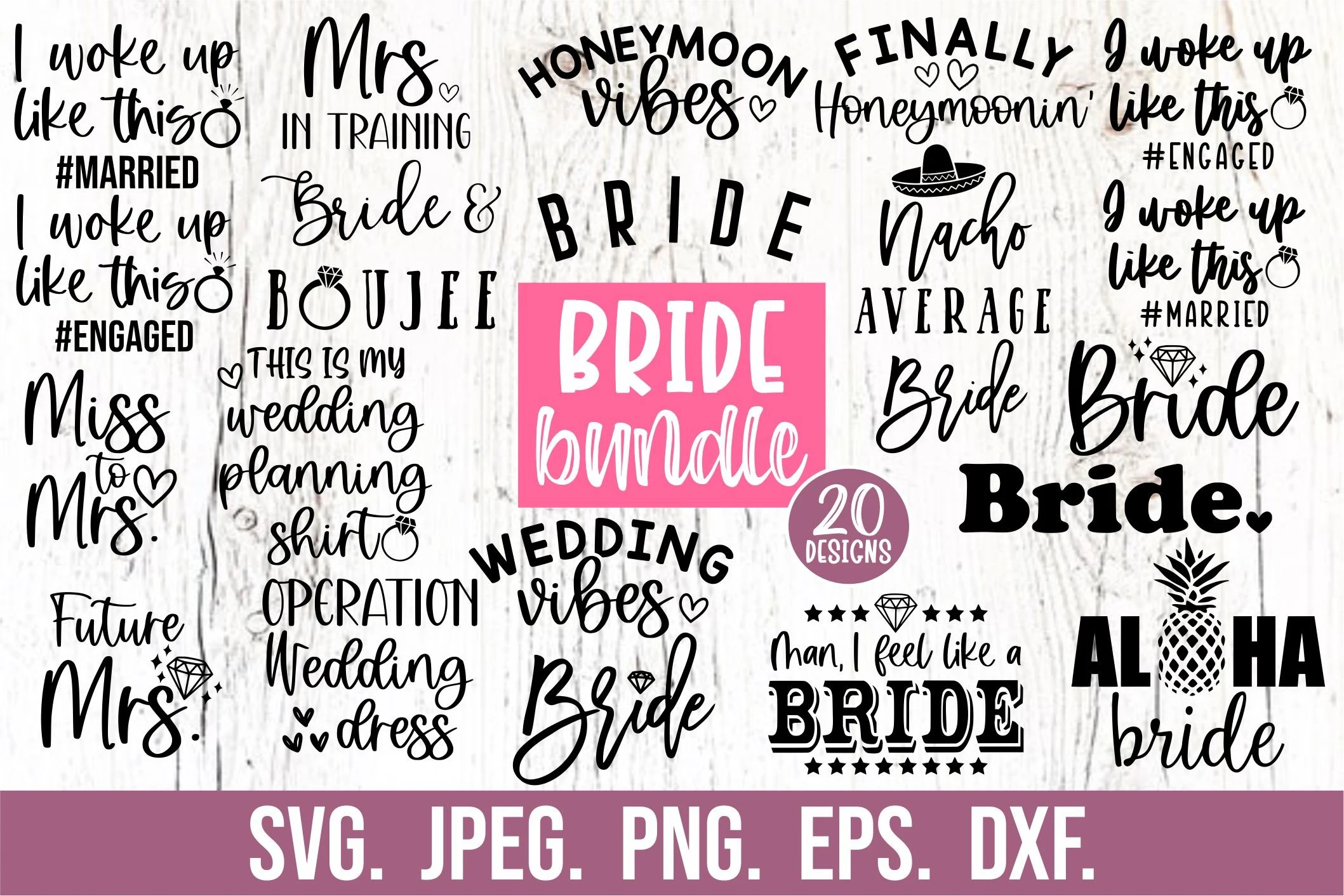 Bride SVG Bundle - Bride to Be - Wedding featuring diamond rings and sombrero