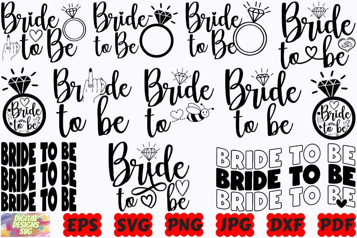 Bride to Be SVG | Bride SVG |Wedding SVG featuring wedding ring and diamond gemstone